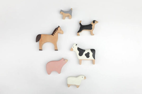 Farm animals in wooden toys
