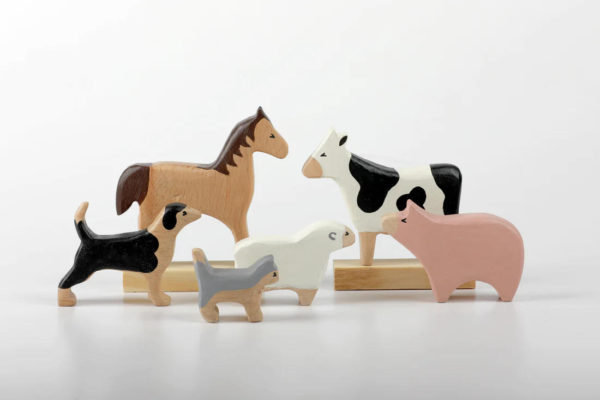 Farm animals in wooden toys