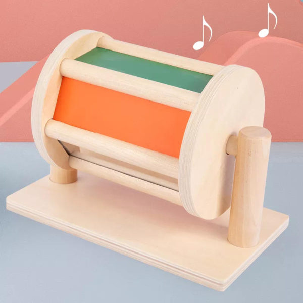wooden spinning drum toy for kids